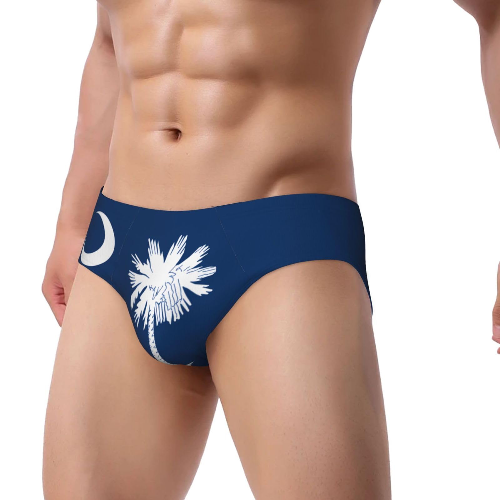 Mens Bikini Swimwear Sports Triangle Swim Briefs - South Carolina Flag Print Bathing Suit Sexy Swimsuit Underwear Medium Black