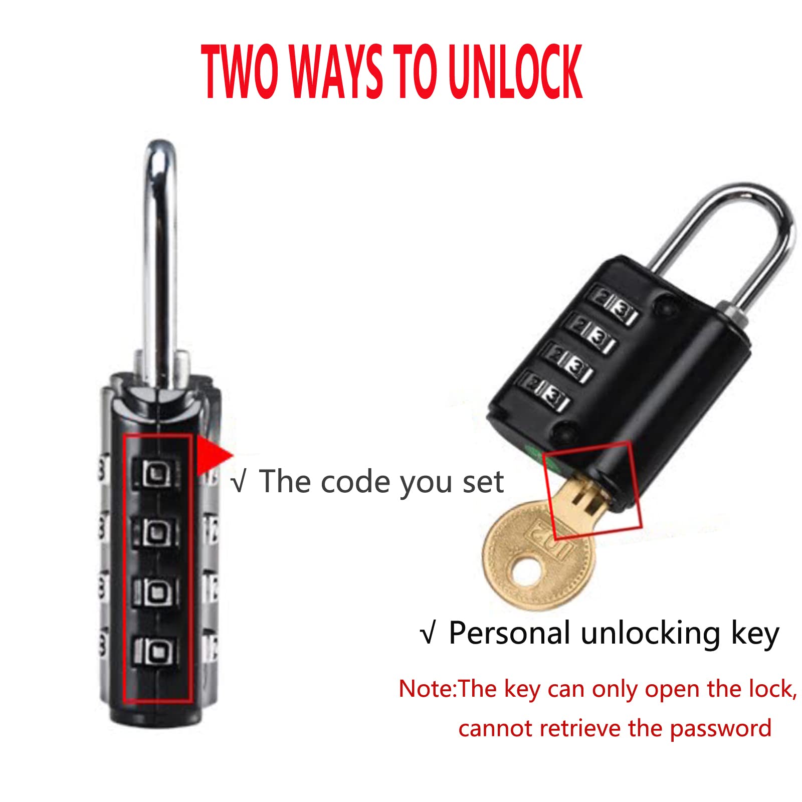 2-Pack Resettable Combination Padlock – 4-Digit, Brass Body, Steel Shackle, For Gym Lockers, Gates, Storage