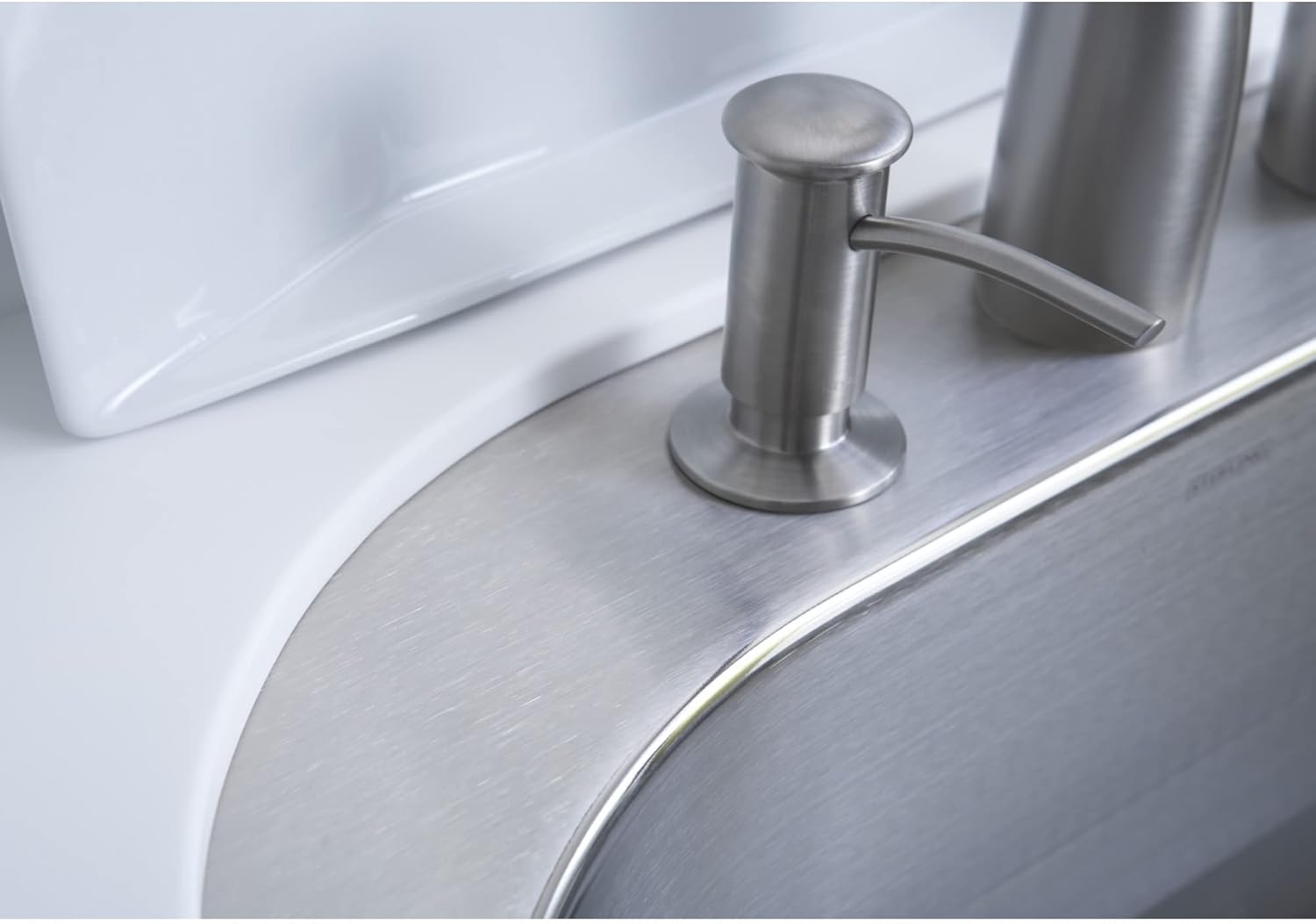 KOHLER 1895-C-VS Kitchen Sink Soap Dispenser with Contemporary Design, Store Liquid Soap, Dishwasher Liquid, or Hand Lotion, Vibrant Stainless, 16oz