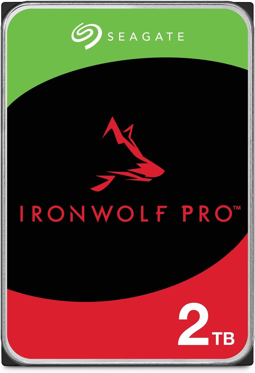 Seagate IronWolf Pro, 2 TB, Enterprise NAS Internal HDD –CMR 3.5 Inch, SATA 6 Gb/s, 7,200 RPM, 256 MB Cache for RAID Network Attached Storage (ST2000NT001)