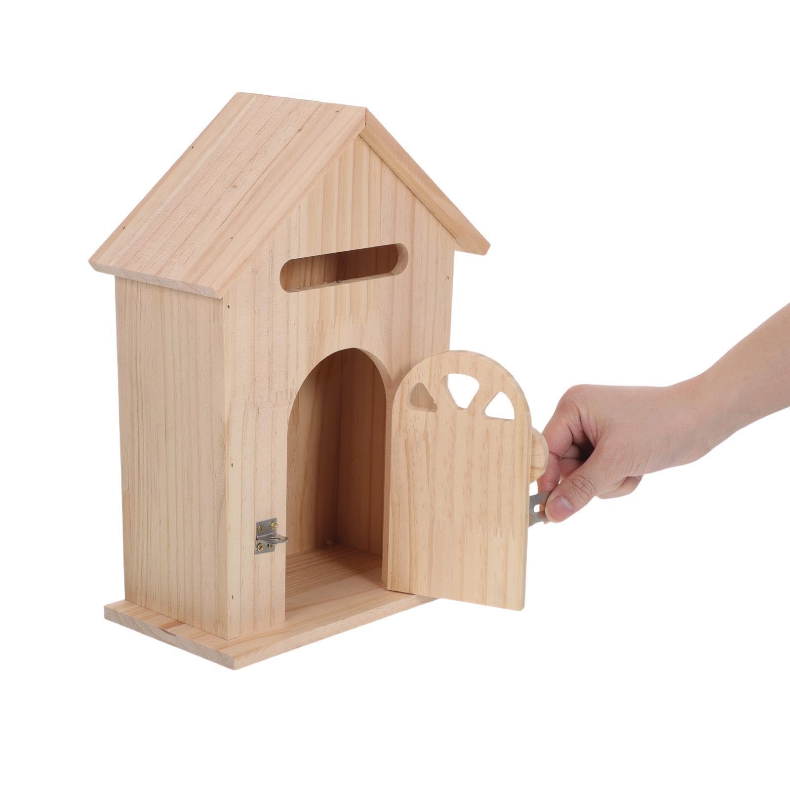 buzón de sugerencias con Cerradura de Madera para Pared, Forma de casa, Estilo Vintage para Apartamentos y oficinas, Uso Exterior