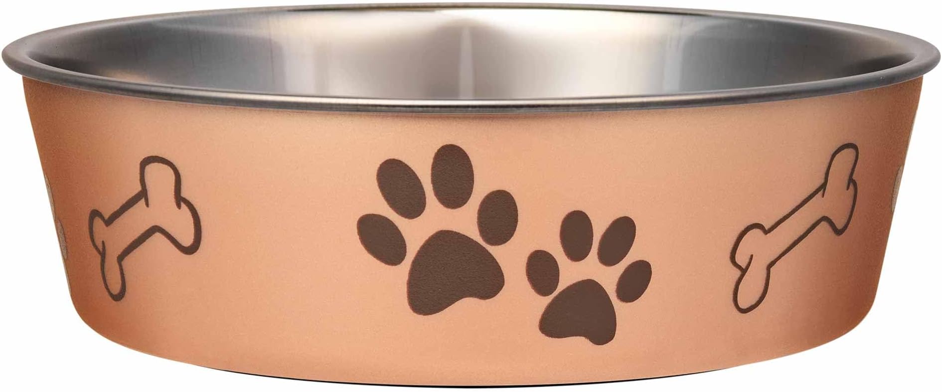 Bella Dog Bowls- Stainless Steel Dog & Cat Bowls - Spill Proof Dog Food Bowl, Cat Bowl, Puppy Essentials & Pet Supplies Great for Home & Travel (Large 35-65 lbs, Champagne)
