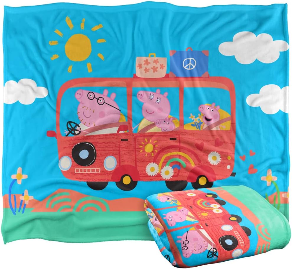 Peppa Pig Blanket, 60"x80" Road Trip with The Family Silky Touch Super Soft Throw Blanket