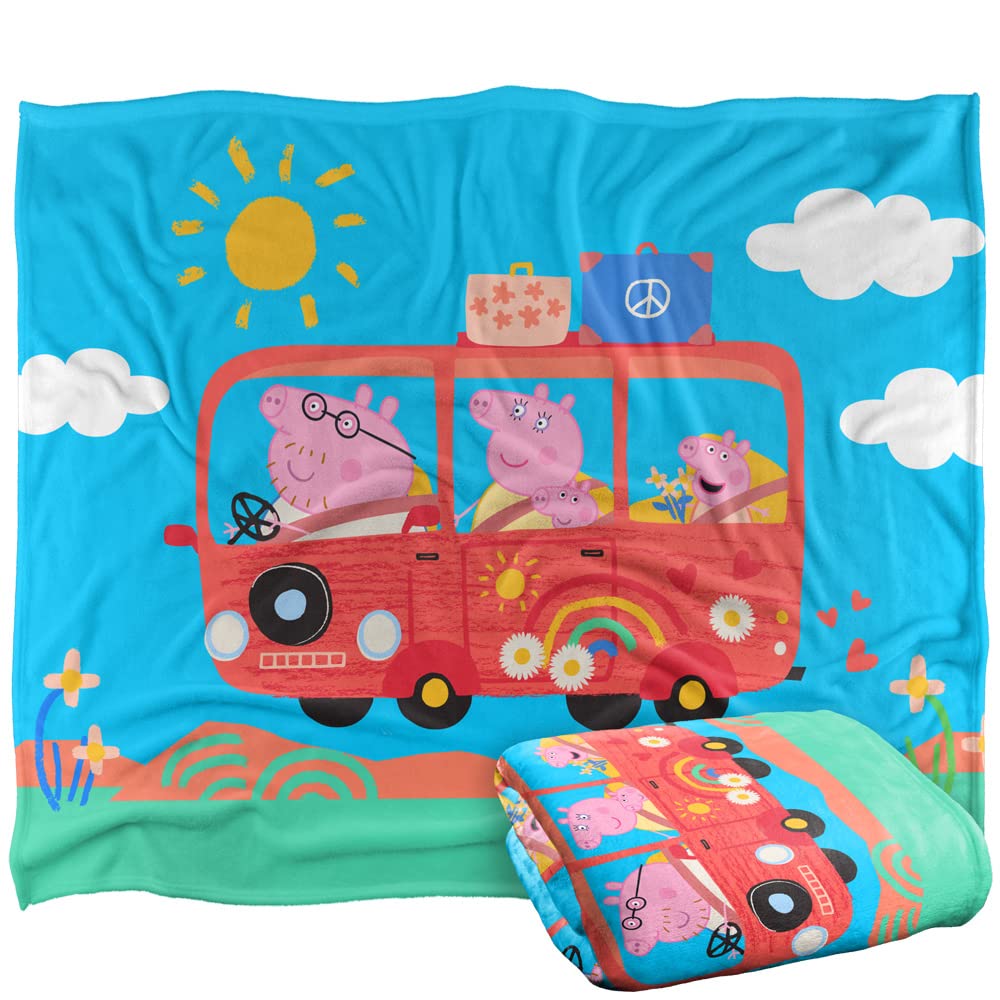 Logovision Road Trip With The Family Peppa Pig Kids Silky Touch Blanket, 152 X 127 Cm 50" X 60"