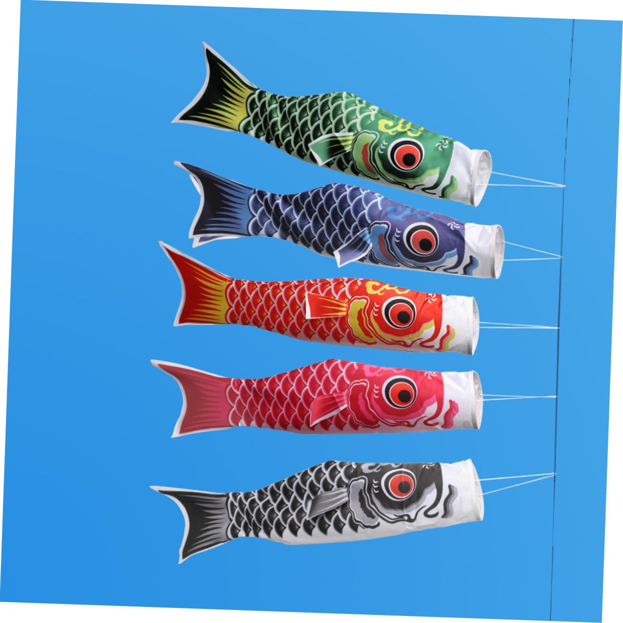 Bandera De Viento Japonesa Koinobori Pez Koi - Decoración Exterior 70 Cm, Dorado Y Negro, Seda Artificial