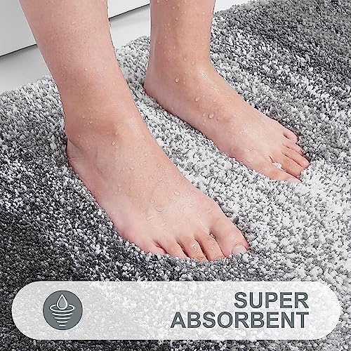 smiry Microfiber U-Shape Toilet Mat, Non-Slip Shaggy Soft Pedestal Mat for Bathroom Water Absorbent bath mat, 50 x 60 cm, Grey - Image 4