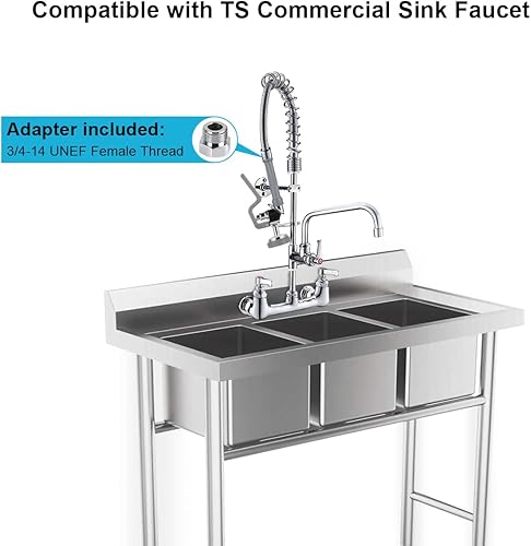 Miniatura 5 de Manguera de preenjuague con válvula de pulverización, manguera flexible de acero inoxidable de 60 pulgadas, kit de reemplazo de cabezal de boquilla