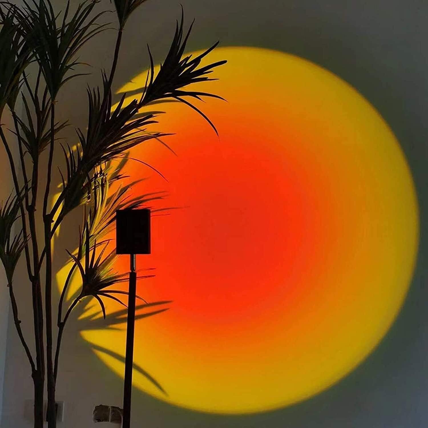 HJSZM Sunset Projection Aesthetic Lamp, Red Halo Rainbow Eternal Sun Light, Projection Lamp Sunset Lamp, Usb Modern Floor Stand Night Light Living Room Bedroom Decor (Color : Sun-red)