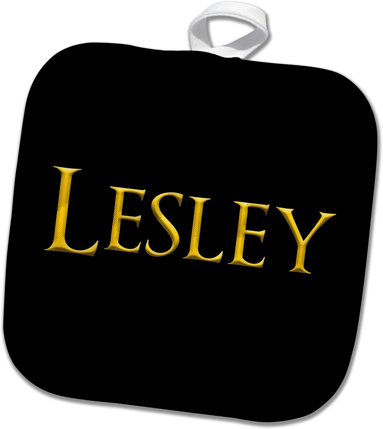 3dRose Lesley Popular Baby Boy Name in America. Yellow 8x8 Potholder