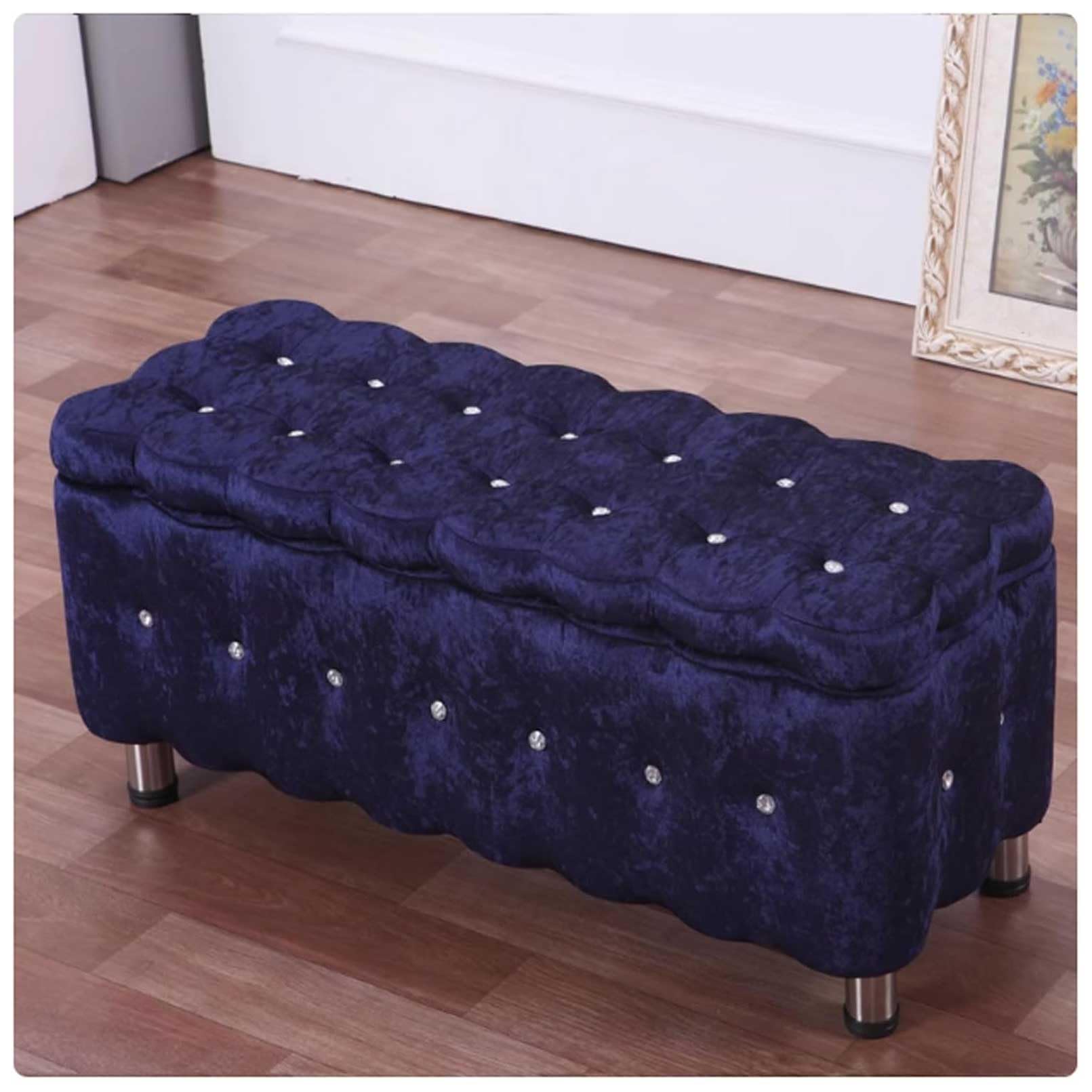 MSHGSKU Storage Bench Ottoman Large Capacity Footrest with Metal Legs Stylish Bed Pouf for Bedroom Shoe Storage 100x40x40cm (39x16x16inch)