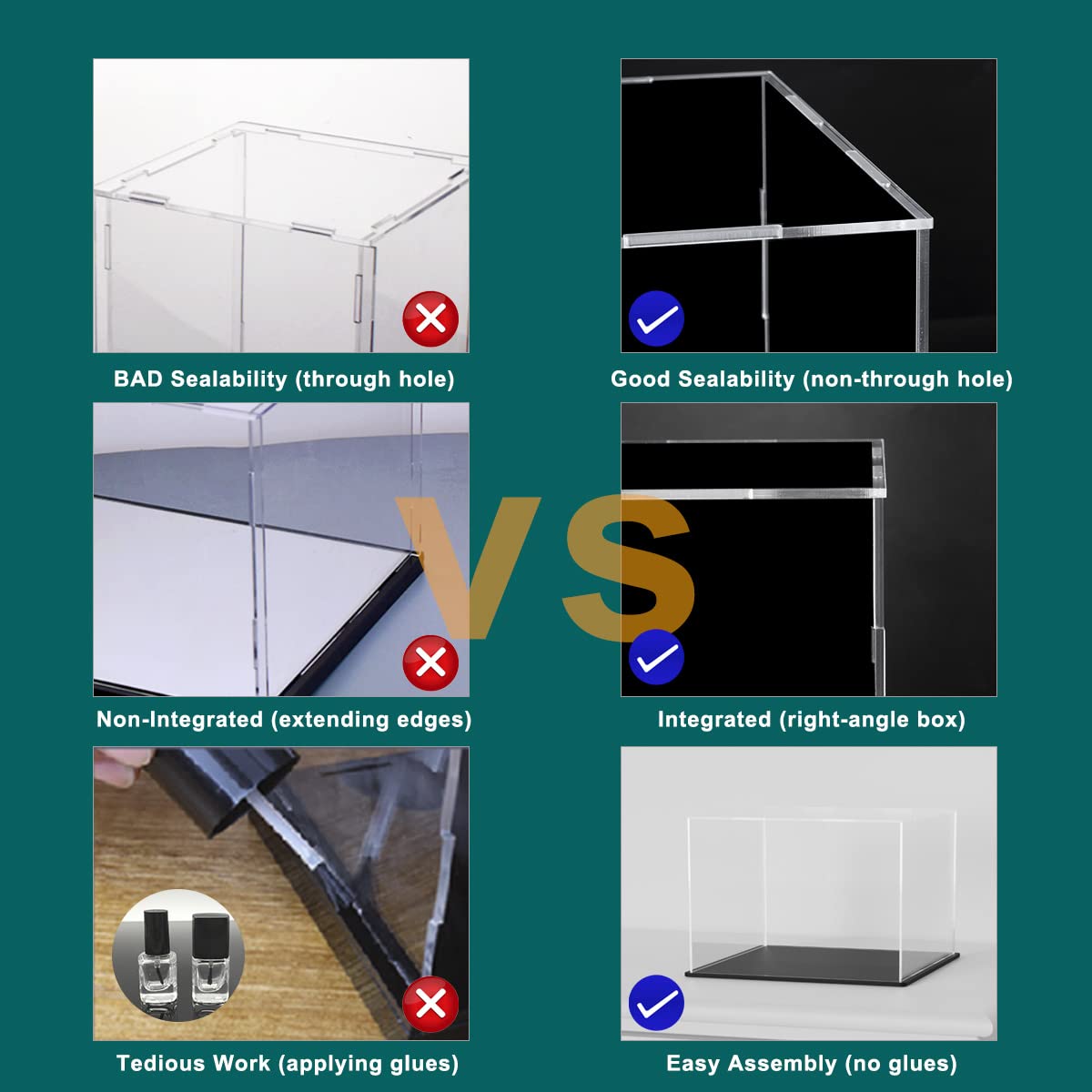 HEMYLU Acrylic Display Case with Lid, Rectangle Clean Acrylic Box with Matte Black Stand for Collectibles (13x6.7x6.3 inch) 4