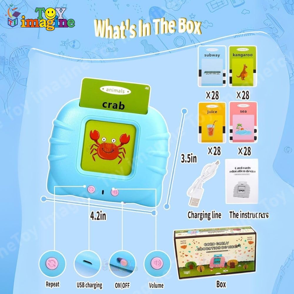 Toy Imagine™ Talking Flash Cards Toy for Kids | 224-Word Learning Device for Toddlers | Montessori Learning Toys for Boys & Girls Ages 2-6 | Preschool Game & Birthday Present - Image 3 thumbnail