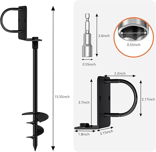Miniatura 39 de Eurmax Juego de 4 estacas para trampolín de Estados Unidos, con forma de sacacorchos, juego de anclaje de acero con gancho en T para trampolines