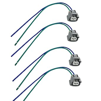 4Pcs 2-pin Turn Signal Light Female Harness Cable Connector Pigtail Wiring Socket Compatible with Toyota Lexus Tacoma Camry Scion iQ tC xA xB Replace #90980-11019