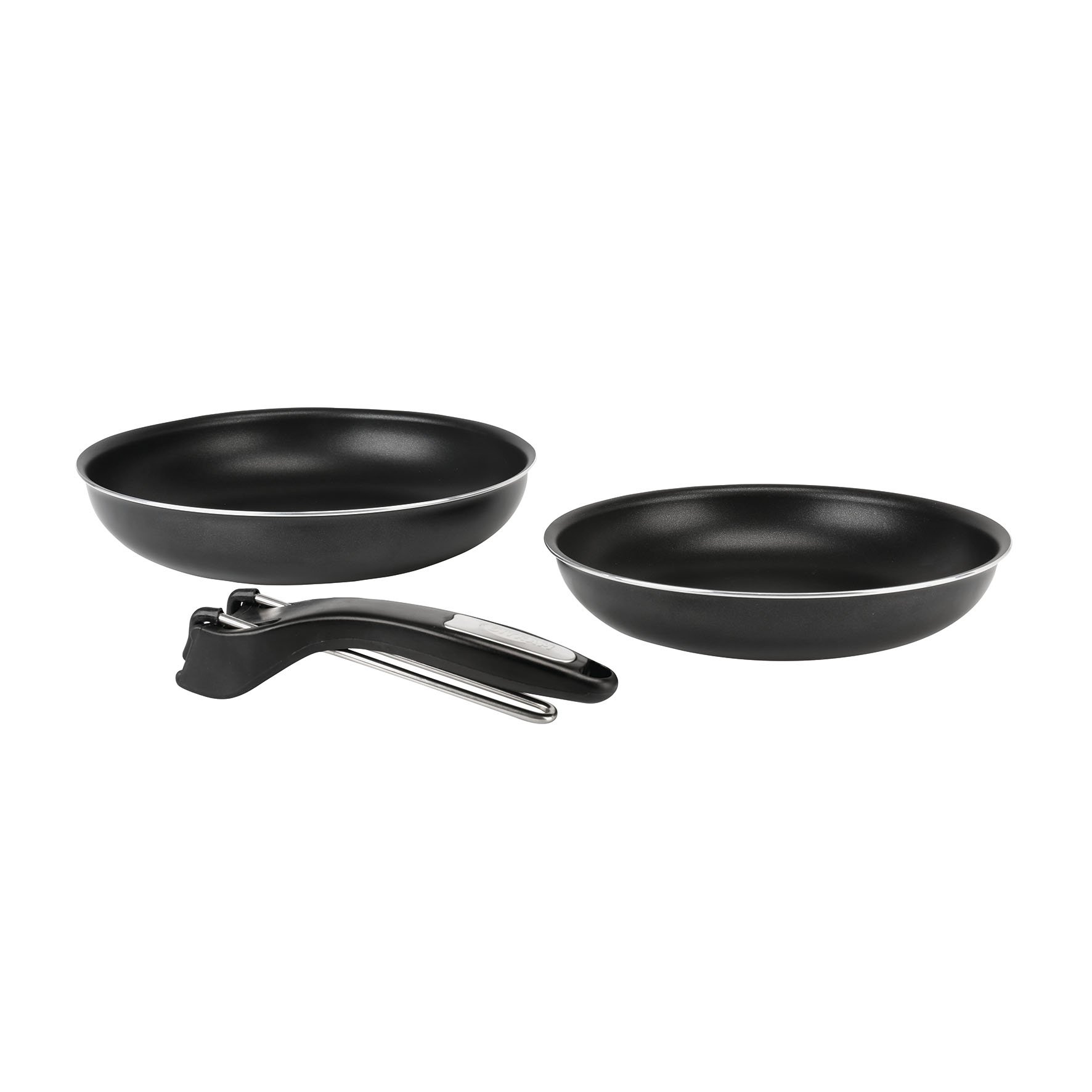 Poêles Sitram 711388 amovibles en alu noir pour cuire et ranger sans encombrement
