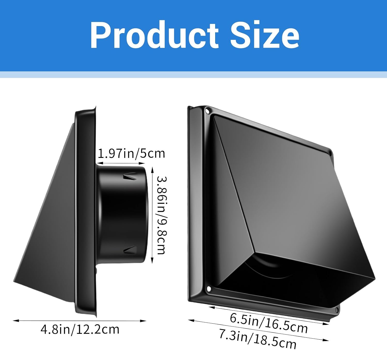 4 Inch Dryer Vent Cover Black Outside with Removable Accessories