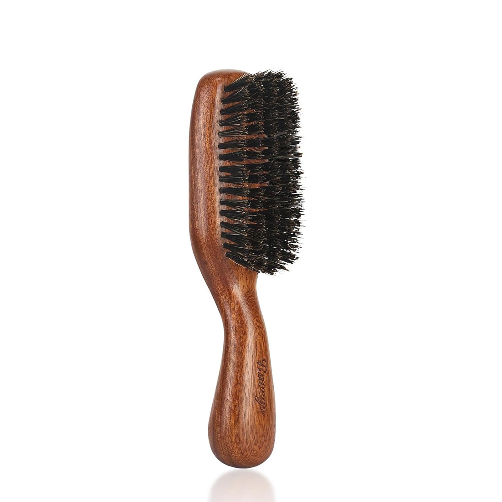 Bartbürste für Herren, 100 % Wildschweinborsten, Bürste für Berad & Kurzhaar, Entwirrung, verleiht natürlichen Glanz und Textur, peelt Haut und Kopfhaut