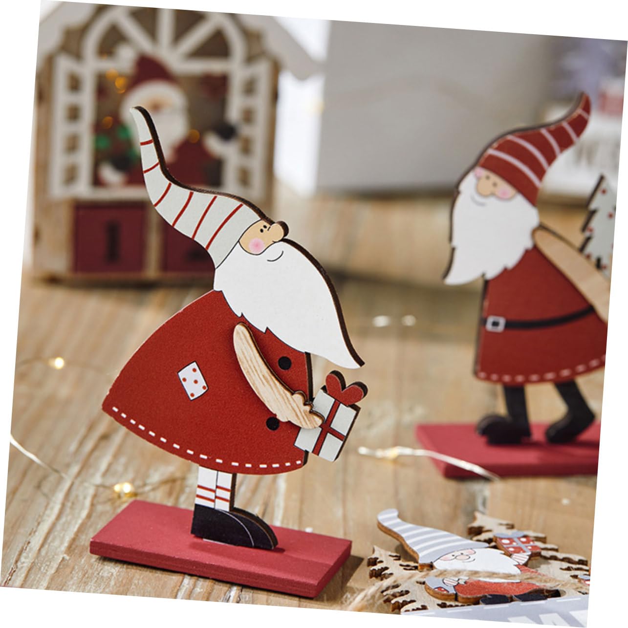 Abaodam 6stücke Kreative Holz Weihnachtsmann Dekorationen Festliche Tischornamente Für Weihnachten Für Zuhause Und Büro Weihnachtsdekoration Desktop Deko