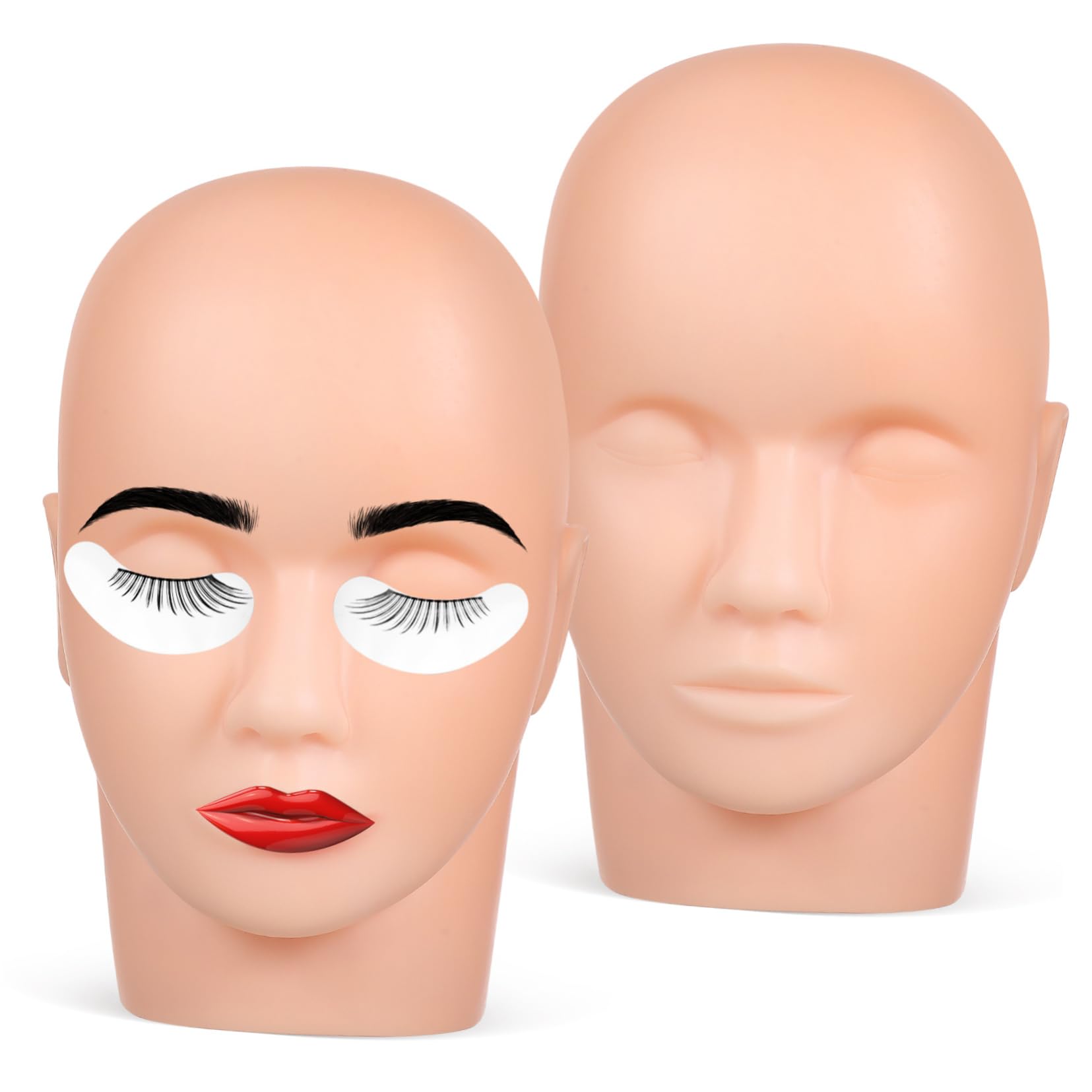 SOLUSTRE 2stücke Übungsköpfe für Wimpernverlängerungen Make-up-praxis mit Silikon-trainingsköpfen Geeignet für Visagisten und Anfänger zum Üben von Schminktechniken und Augenbrauenformen