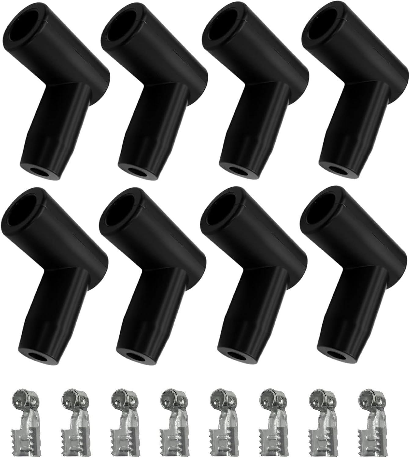 8PCS Spark Plug Boot Terminal Kit, Automotive Replacement Ignition Coil On Plug Boots, 90 Degree HEl Distributor and Coil Boot lgnition Wire, Car Accessories for 6mm 7mm 8mm 9mm 10mm Wires