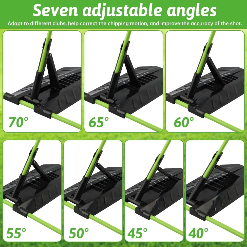 Golf Alignment Stick Holder Kit, Golf Training Aid Angle Adjustable with 6 Fiberglass Alignment Rods and ABS Angle Board, Swing Path Trainer Board for Backyard Practice