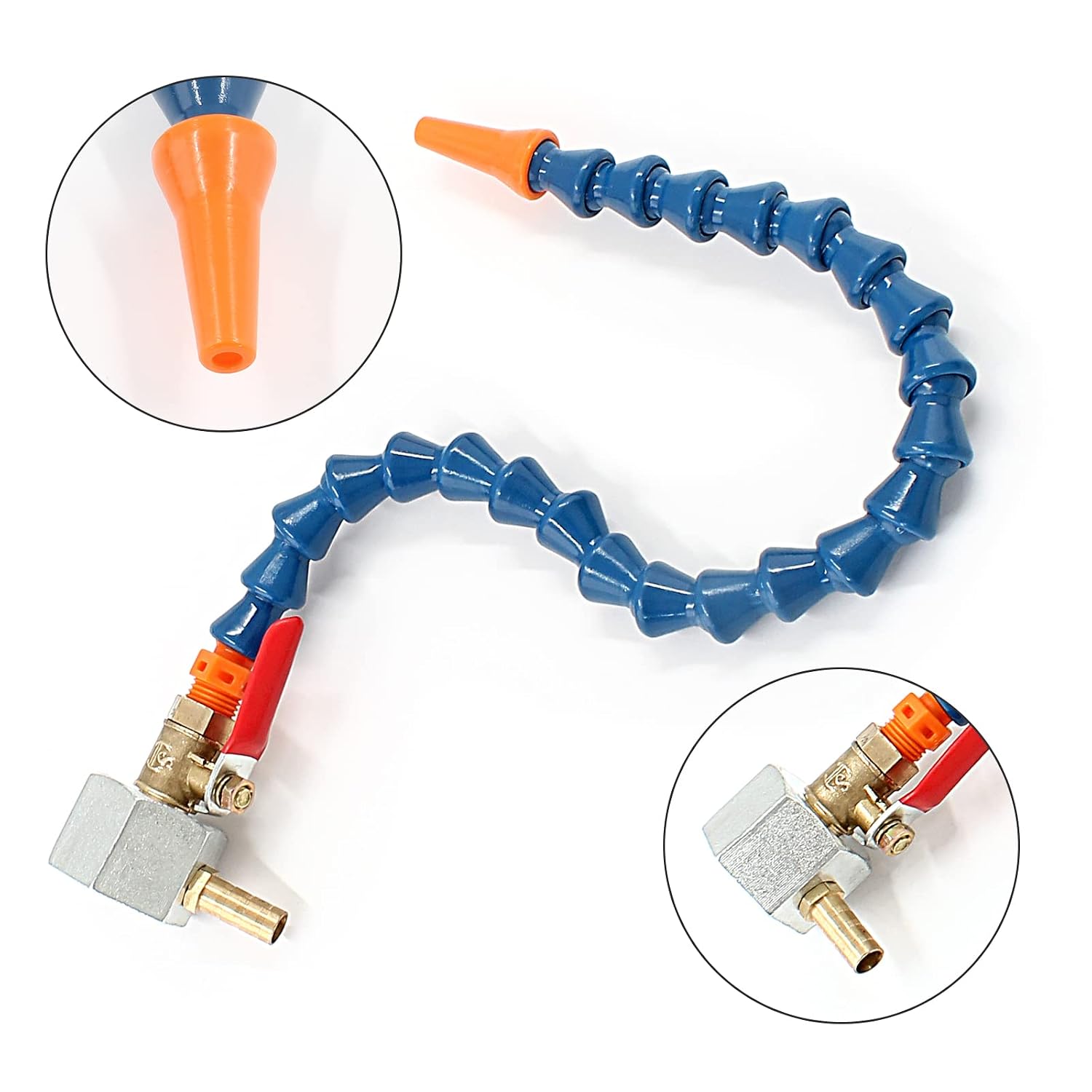 Waziaqoc Adjustable Magnetic Base (1/4PT Thread) with 1pc Round Nozzle Flexible Water Oil Coolant Pipe Hose for Drainage Polishing Gems Jade Stones