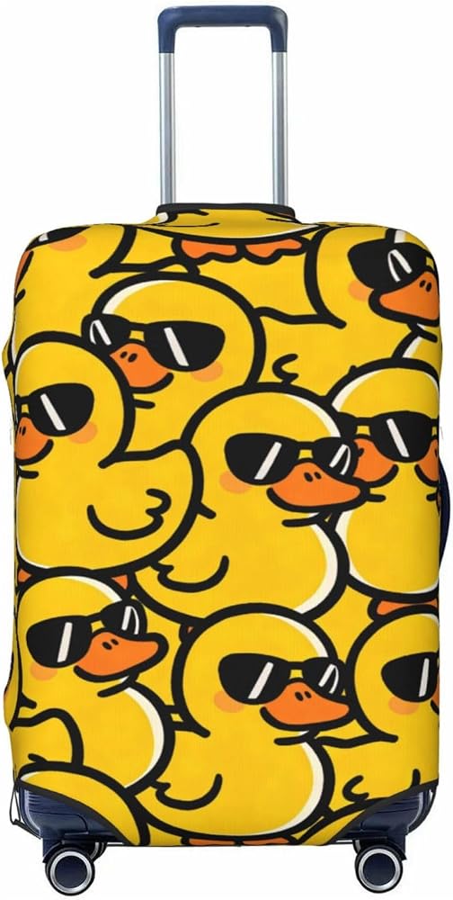 Cartoon Rubber Duck With Sunglasses Luggage Suitcase Covers (Not Include Suitcase) Elastic Travel Luggage Cover Anti-Scratch And Protector Suitcase For Kid And Adult S (Fit 18-21 Inch Luggage) — 사진 1