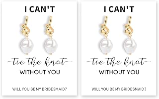 Bridesmaid Gifts for Wedding Day Bridesmaid Earrings Gold Set Knot Pearl Earrings for Bridesmaids Dresses Gift for Wedding Day