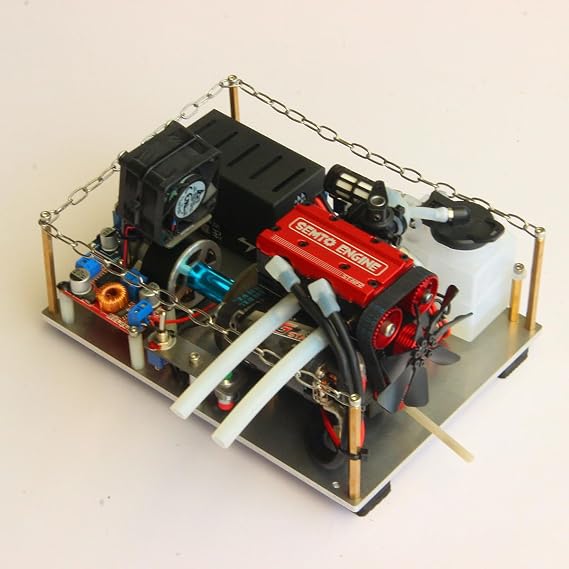 Model Engine Kit for Adults, SEMTO ST-NF2 L2 DIY Miniature Gasoline Engine Model with 12V DC Generator, Stabilized Charging Module and Base Ignition Set