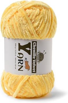 Chenille Crochet Light Yellow Yarn 1 Pack