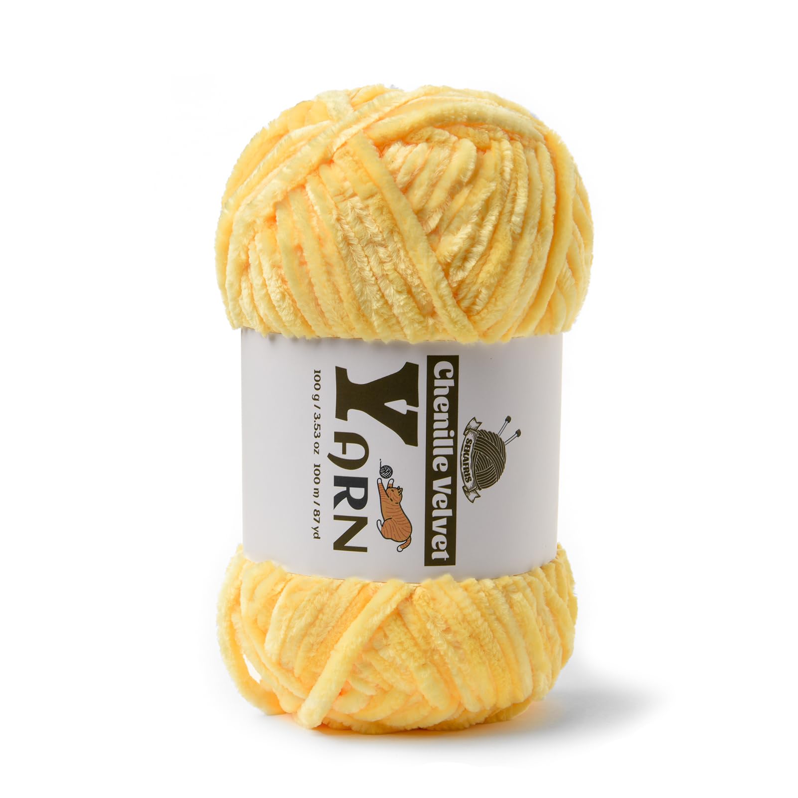 Chenille Crochet Light Yellow Yarn 1 Pack
