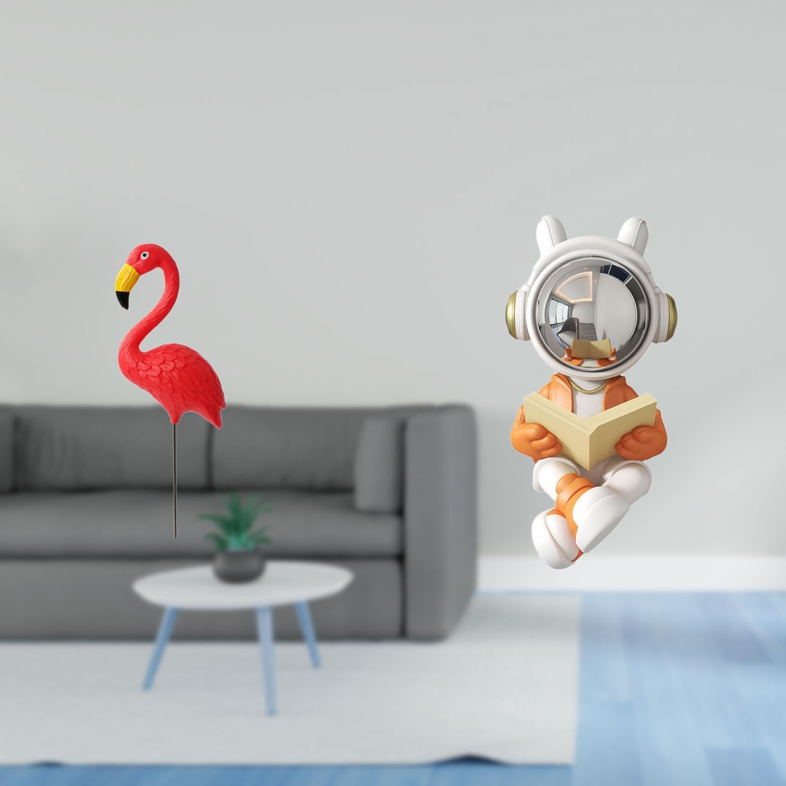 Enakshi® Flamingo Astronaut Garden Statue Figurine Ornament Sculpture for Holiday Spring Backyard Fairy Garden Accessories Desktop Table Centerpiece-image-20