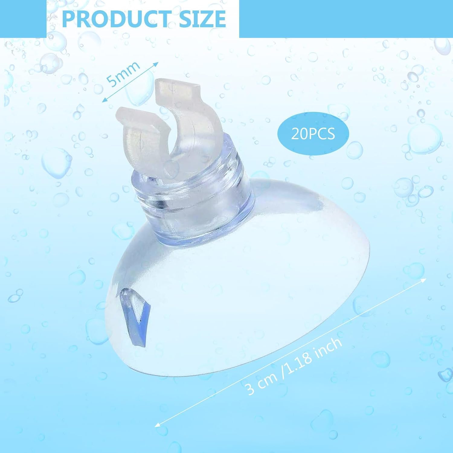 20 Pack Aquarium & Fish Tank Suction Cups, Clear Air Hose Holder Clips for Aeration Systems Air Pumps & Filters - Image 2