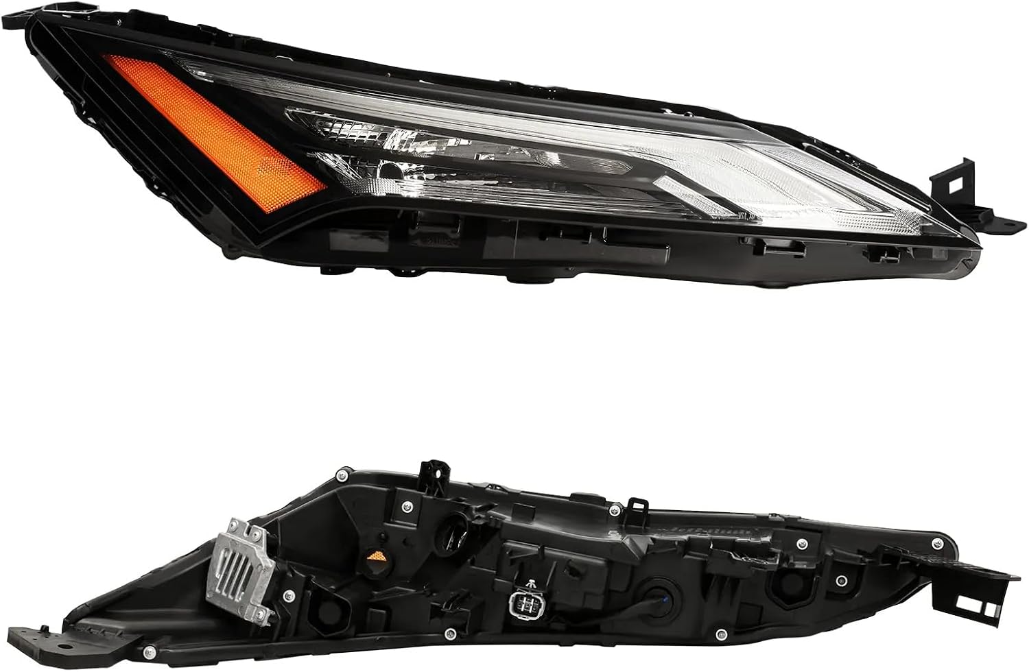 PENSUN Headlights Assembly Fit for 2021 2022 2023 Nissan Rogue, Headlamp Assembly Pair Replacement, Clear Lens Amber Reflector, Right Passenger Side