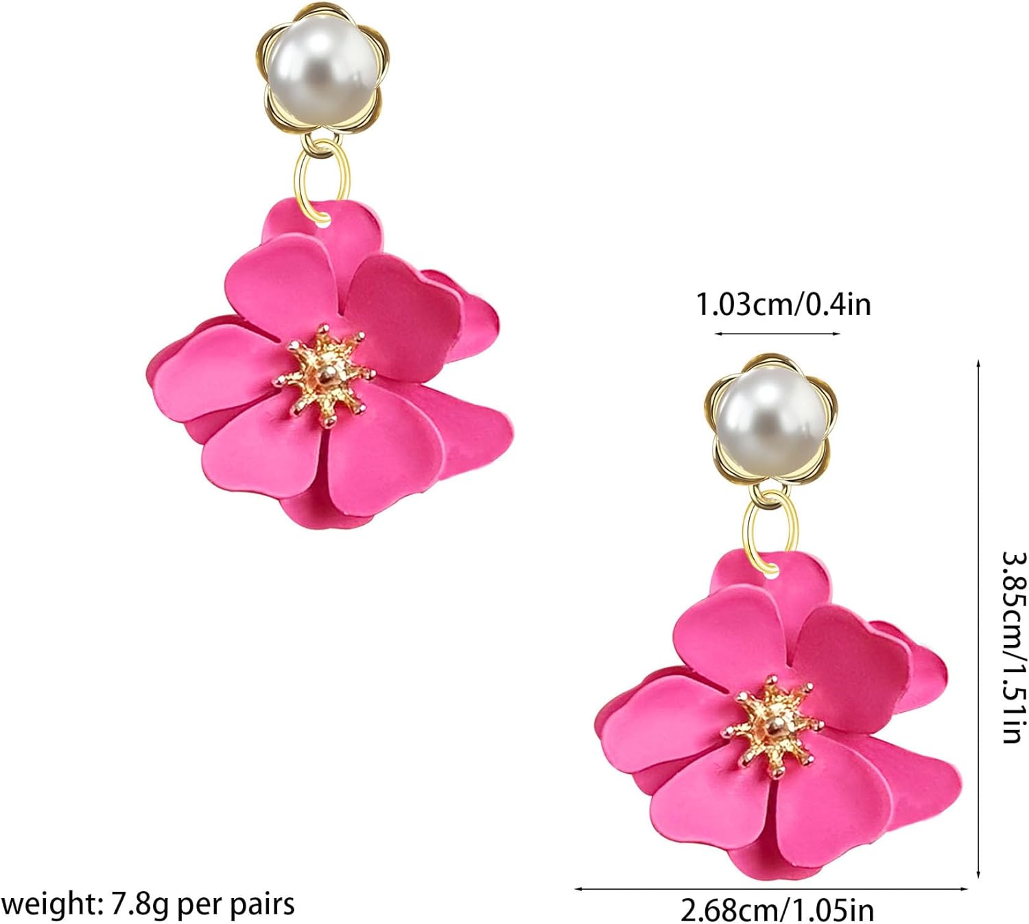 Boho Gold Pearl Flower Stud Earrings with God Bud Design Floral Studs for Women Dainty Rose Bud Jewelry - Image 4