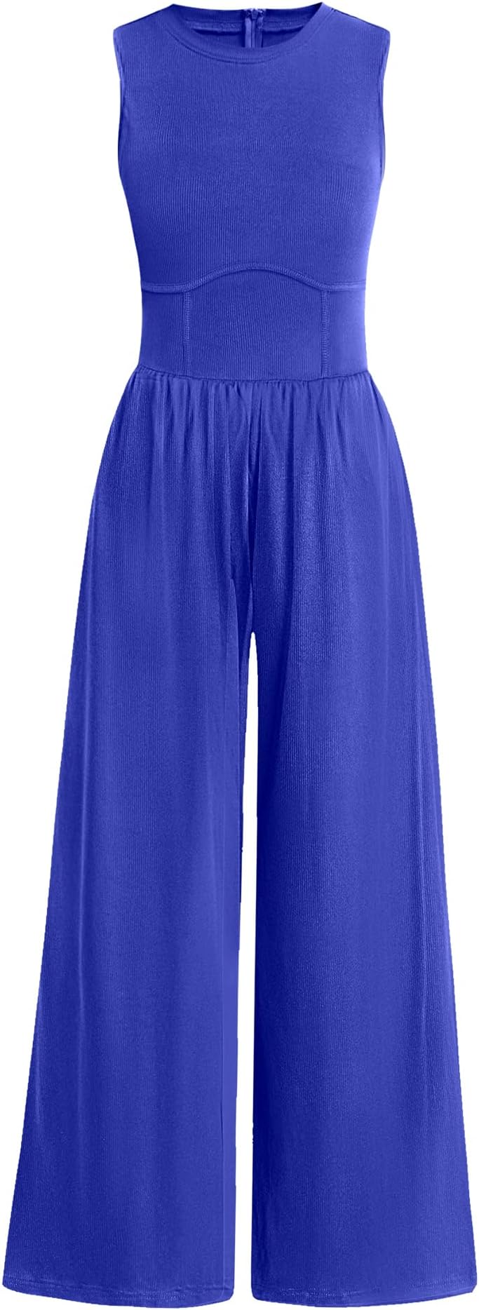 ANRABESS Womens Jumpsuits Dressy Summer Casual One Piece Outfits High Neck Tank Top Wide Leg Pants Rompers Jumper Pockets