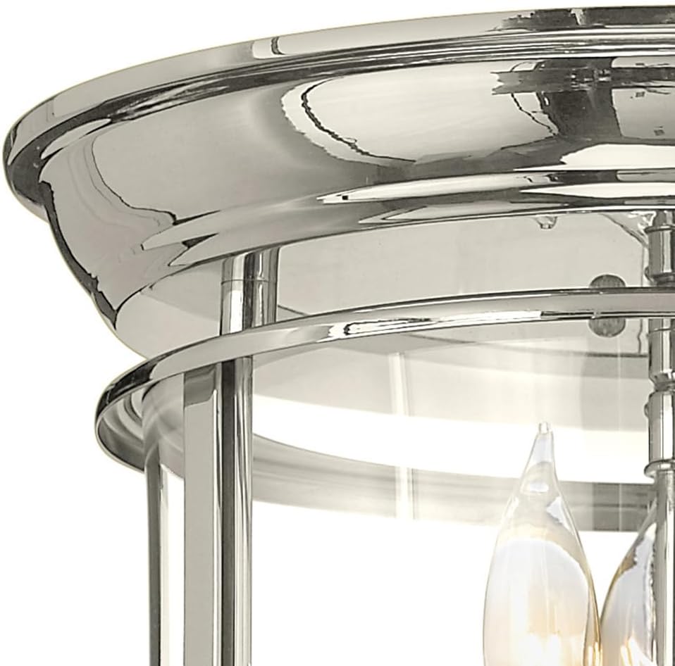 Hinkley Gentry Traditional Three Light Flush Mount, Polished Nickel