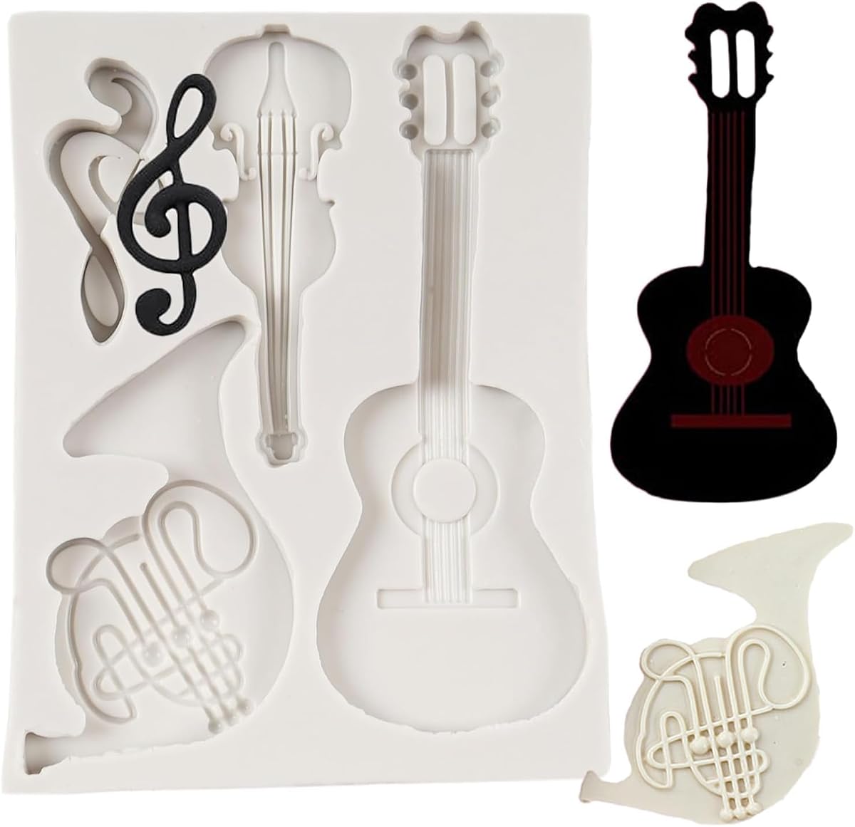 HUSAINI MART | 4 Cavity Musical Instrument Mould, Voilin, Guitar Fondant