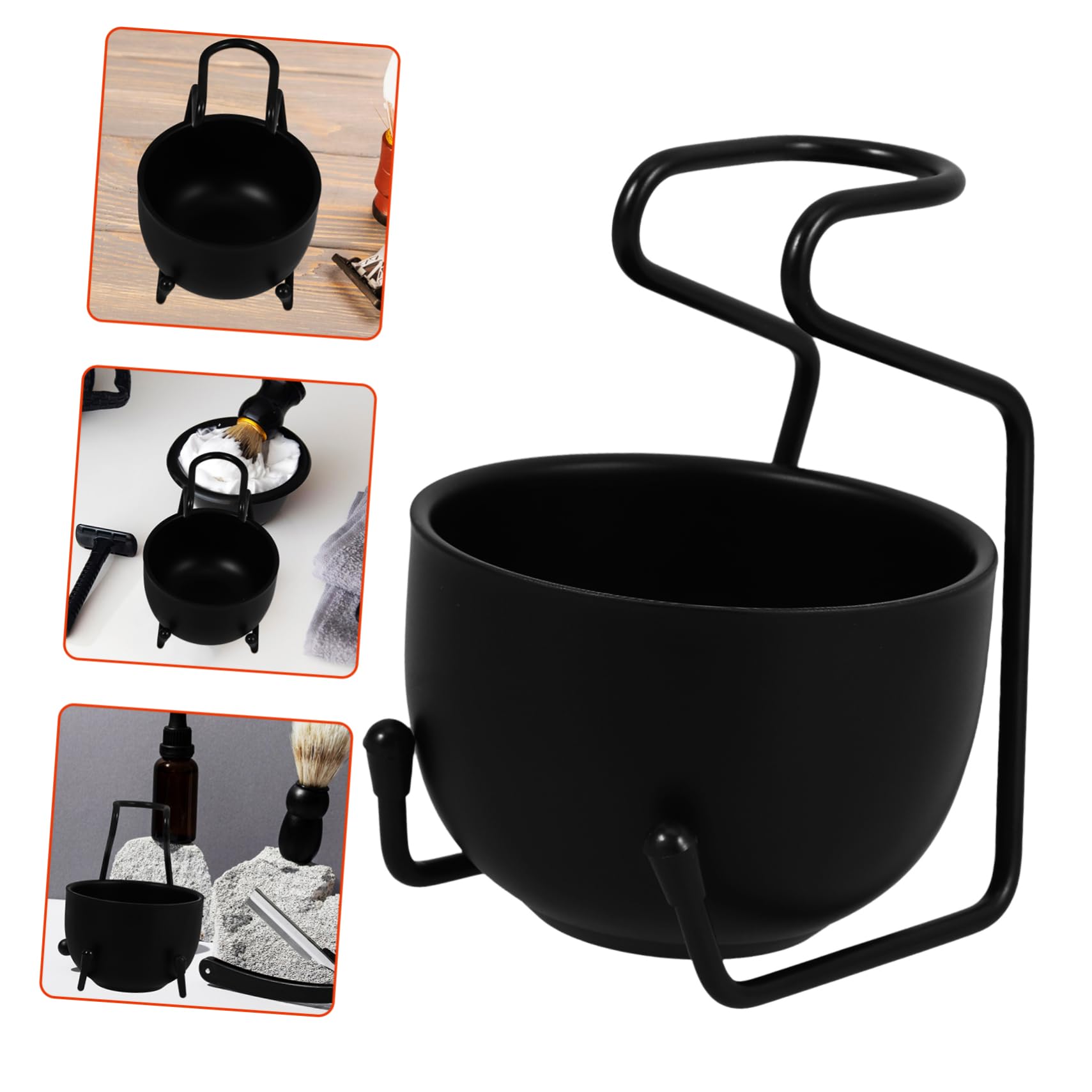 Baluue 5sets Supporto Per Spazzola Da Barba e Ciotola Per Rasoio Acciaio Inossidabile Accessori Per La Rasatura Maschile Design Compatto e Pratico Ottimo Per Bagni e Regali Per Papà