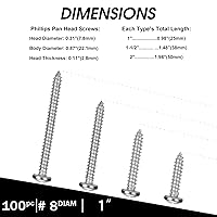Vista 36 de QISHENG Black Head 100 PCS #4x1/4(0.25 pulgadas) Tornillos Phillips para Madera de Cabeza Redonda de Acero Inoxidable, Tornillo de Acero Inoxidable