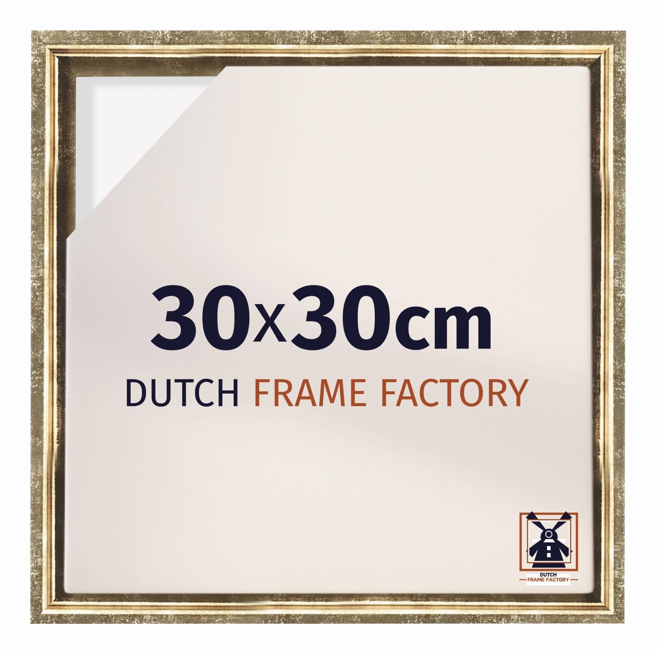 Dutch Frame Factory - Schattenfugenrahmen 30x30 - Gold Antique - Rahmen für Leinwand Bilder auf Keilrahmen - MDF - Lausanne