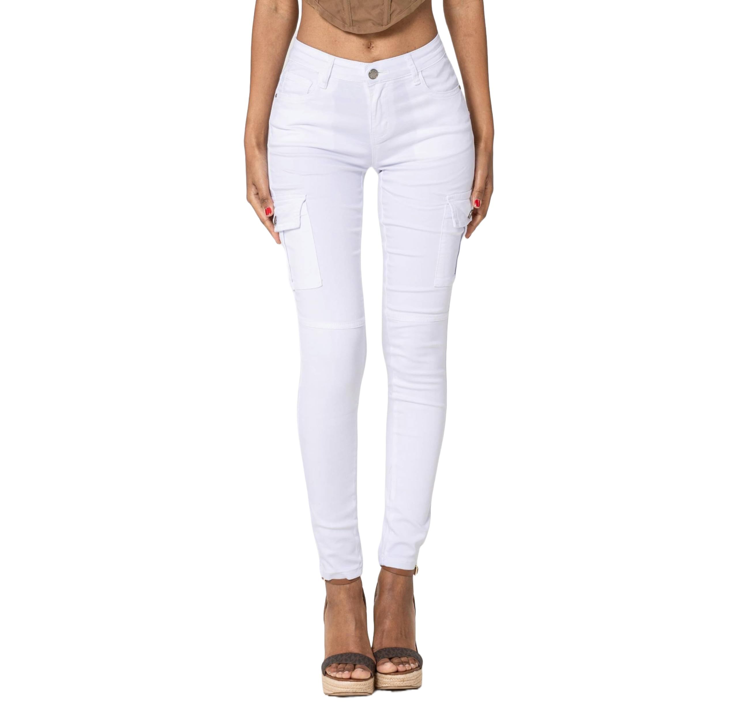 Nina Carter - S353 - Pantalon cargo pour femme - Sur mesure - Élastique - Look usé