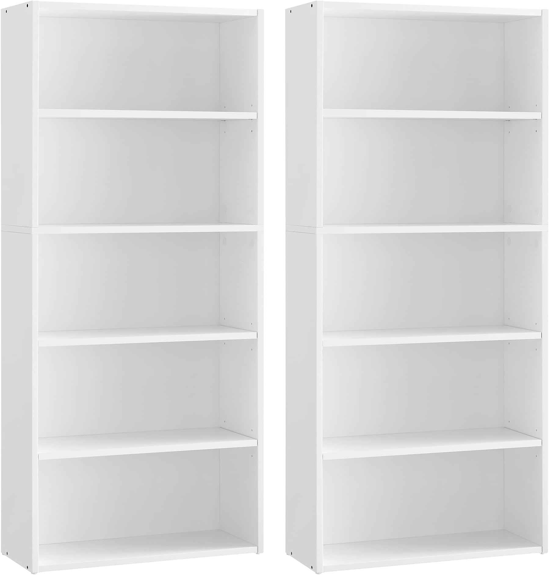 VASAGLE Set of 2 Bookshelves, 23.6 Inches Wide, 5-Tier Open Bookcases with Adjustable Storage Shelves, Floor Standing Units, Cloud White ULBC165T14-2