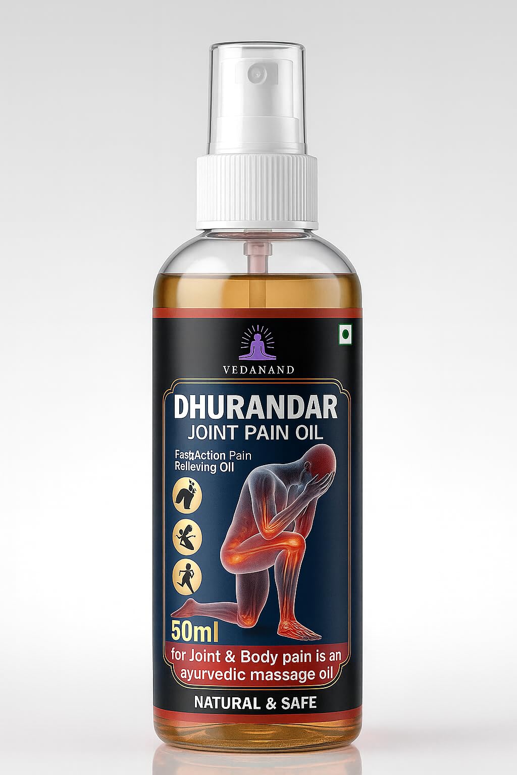 Vedanand Dhurandar Joint Pain Oil, Natural Ayurvedic Massage Oil for Neck, Back, Joint, Shoulder, Knee Pain Relief, Fast Action Formula, 50ml (Pack of 1) DARCI