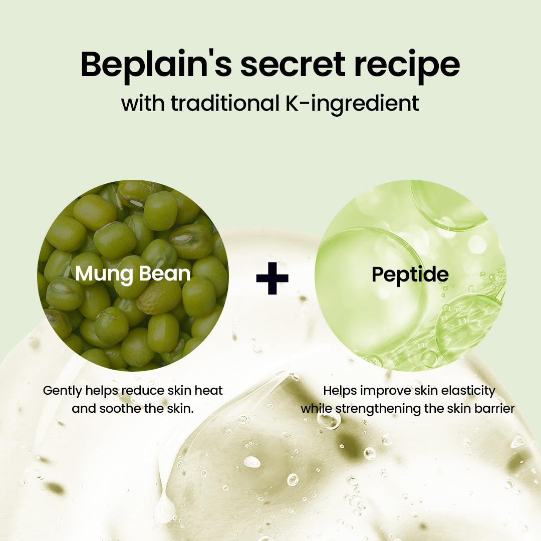 beplain Mung Bean Peptide Soothing Cream (2.02fl.oz/60ml) | Fragrance-Free | Facial Cream for Soothing, Hydrating | Suitable for Sensitive Skin | Korean Skincare - Image 3