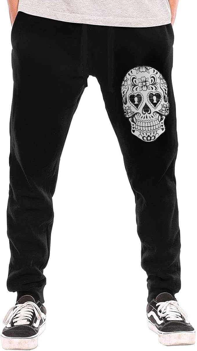 Men's Jogger Sweatpants Sugar Skull Wreath Drawstring Fleece Pants at