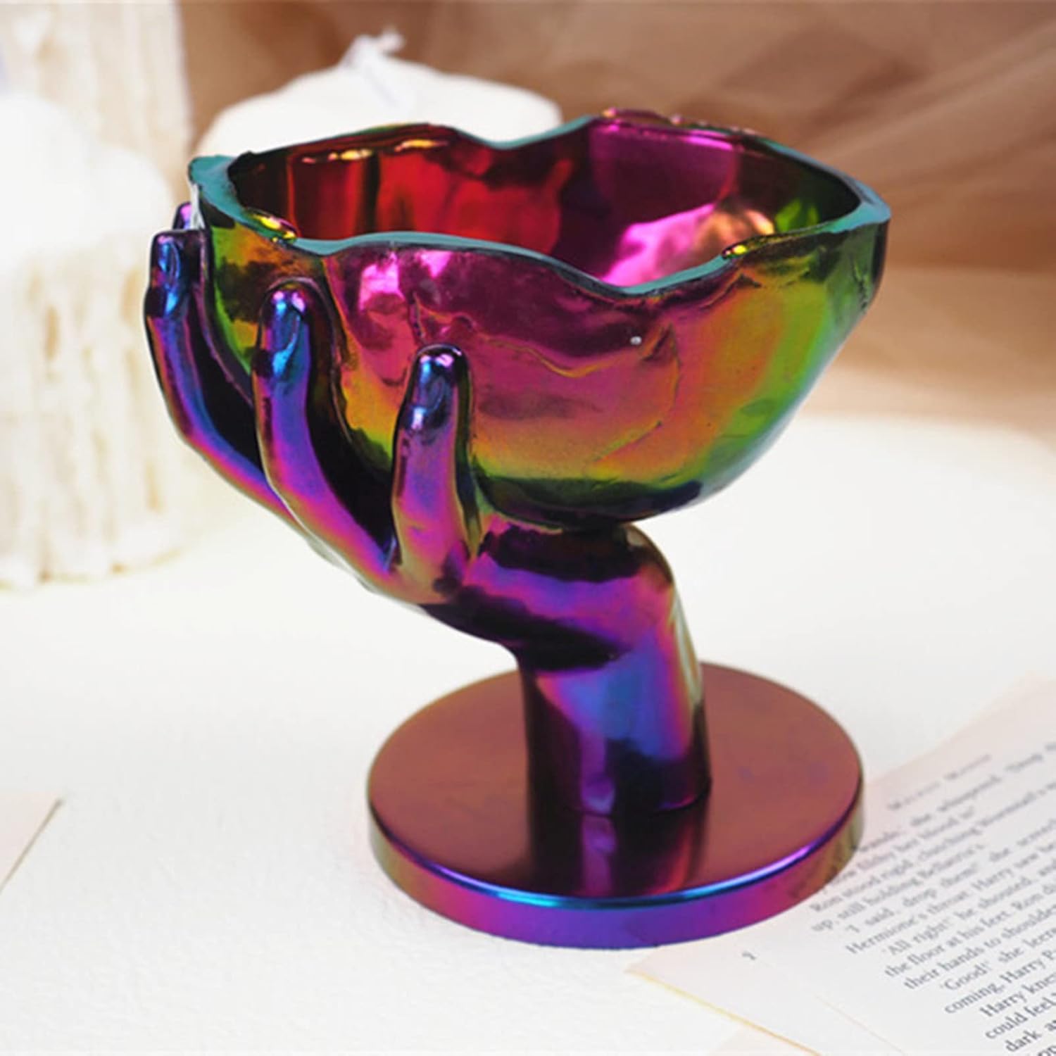 3PCS Hand-held Skull Flower Pot Cement Silicone Mold with Base Candle Holder Storage Box Epoxy Resin Mold Concrete Clay Succulent Planter Mold