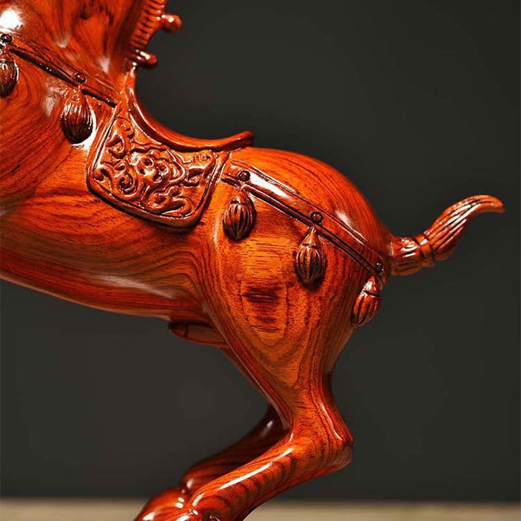 Décoration de bureau en bois massif en forme de cheval sculpté pour la maison, le bureau, les travaux manuels, les décorations de bureau (15 cm)