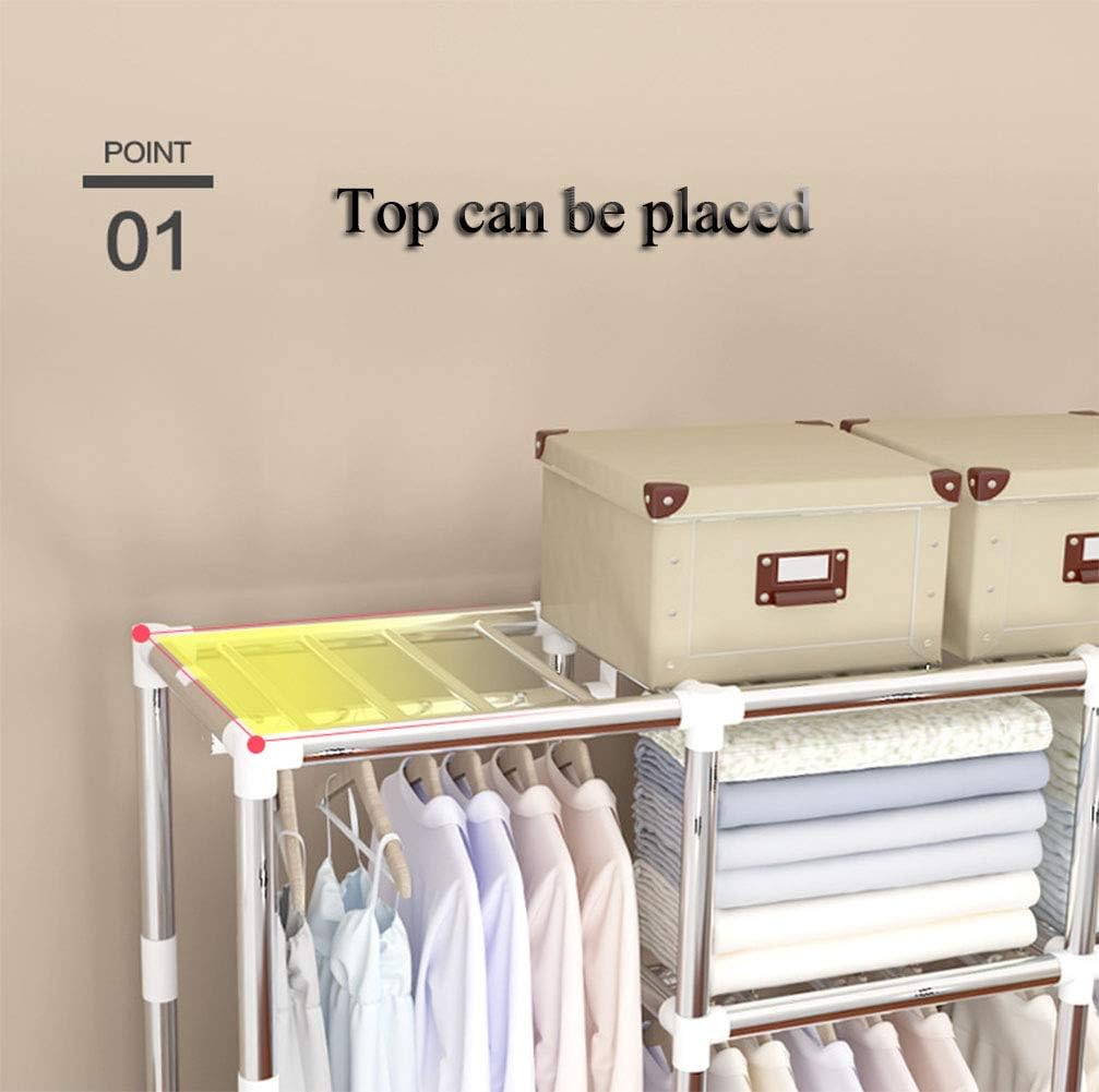 Wardrobe Closet Portable, Steel Pipe Clothes Closet Roll-up Doors Wardrobe Storage Extra Strong & Durable Wardrobe Fabric Cabinet No-Tool Assembly,Red_70x45x150cm