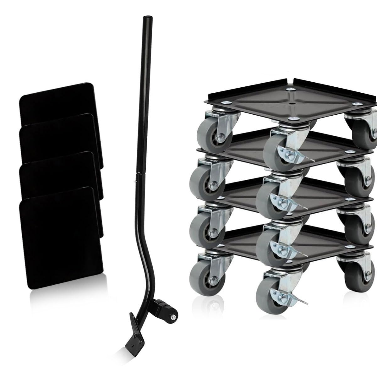 Furniture Lifter Mover 360 Rotation Wheel, Furniture Moving Slider Roller Load 400KG Heavy Duty 4Pcs Furniture Dolly Lifter, 62cm Long Crowbar Mover Tool for Heavy Furniture Cabinet Refrigerator Sofa